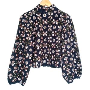 ZARA Knit Sequin Floral Embroidered Sweater